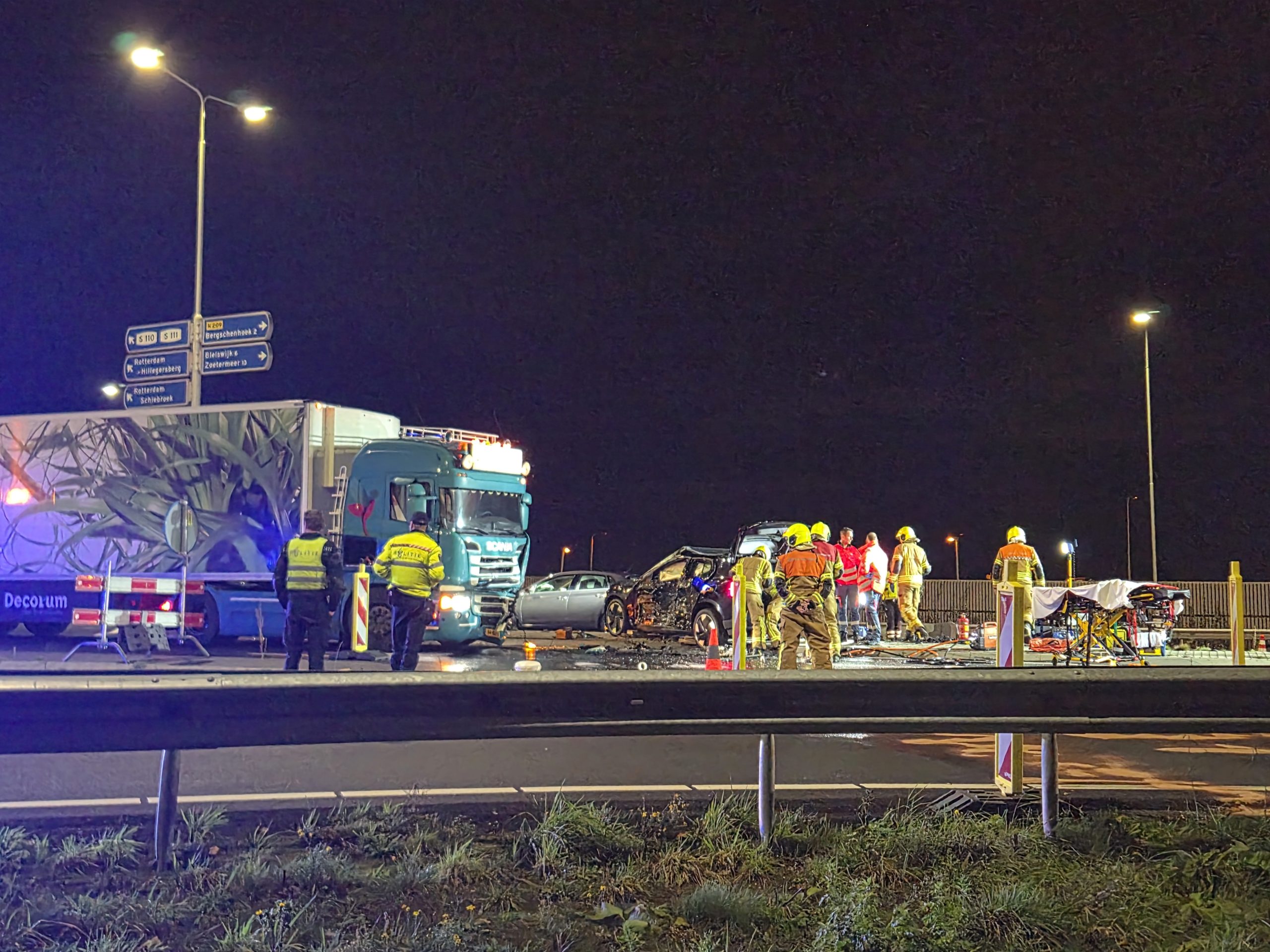 Vrachtwagenchauffeur aangehouden na zwaar ongeval N209 bij Bergschenhoek